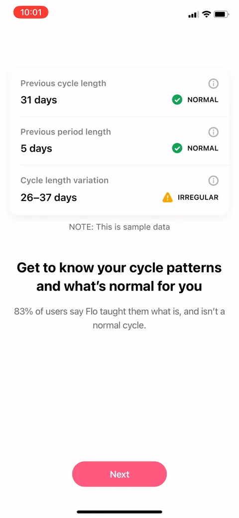 Flo onboarding screen 47