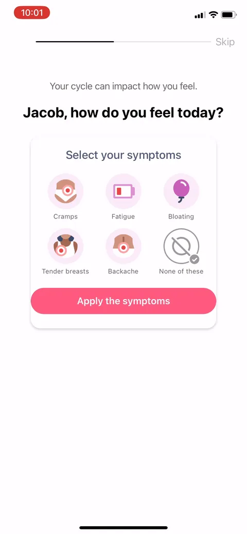 Flo onboarding screen 50