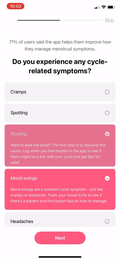 Flo onboarding screen 55