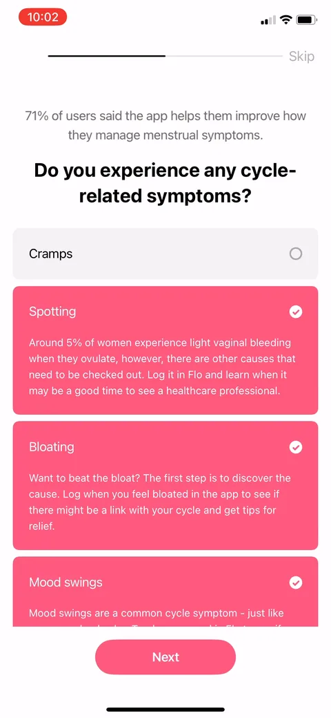 Flo onboarding screen 56