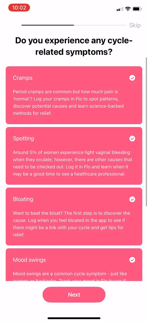 Flo onboarding screen 57