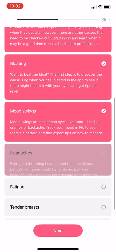 Flo onboarding screen 58
