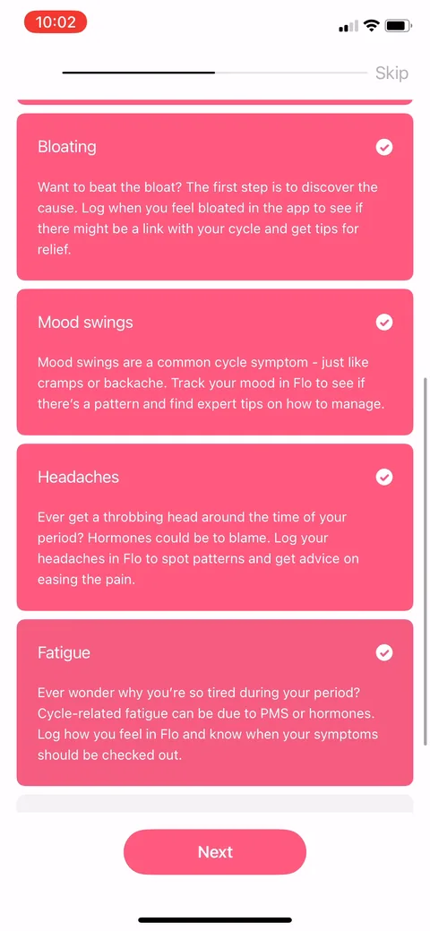Flo onboarding screen 59