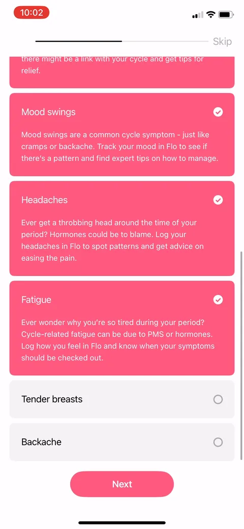 Flo onboarding screen 60