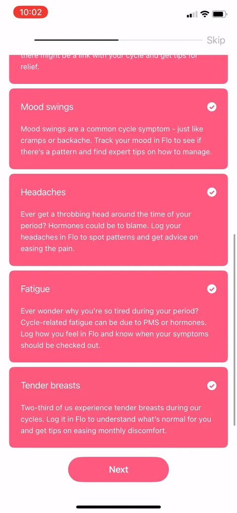 Flo onboarding screen 61