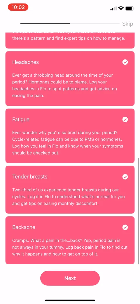 Flo onboarding screen 63