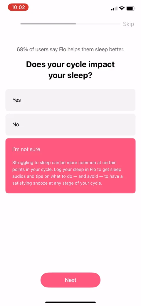 Flo onboarding screen 66