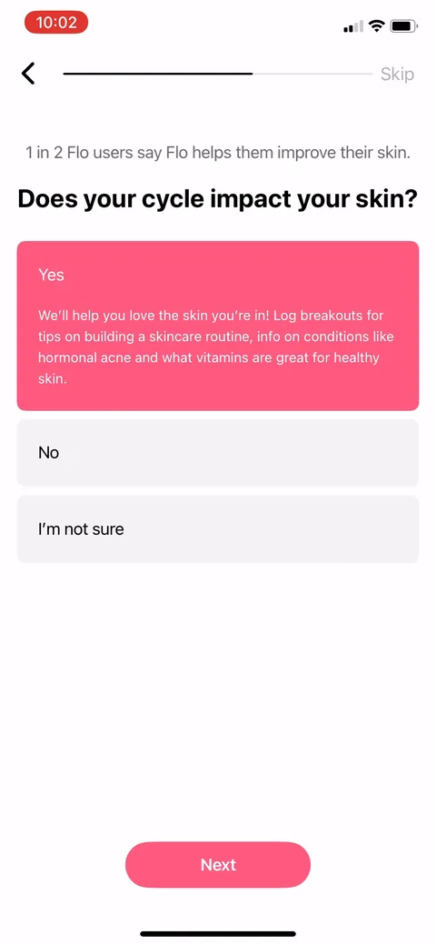 Flo onboarding screen 68