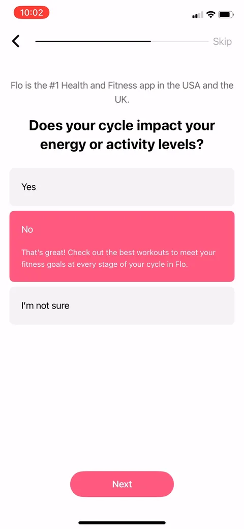 Flo onboarding screen 71