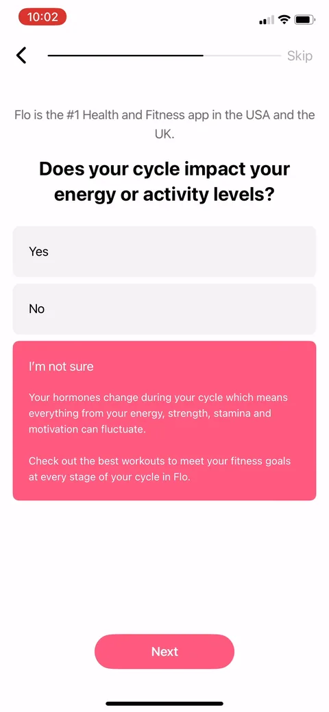 Flo onboarding screen 72