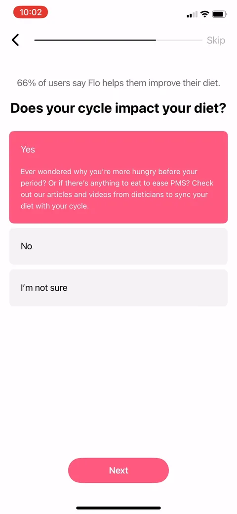 Flo onboarding screen 74