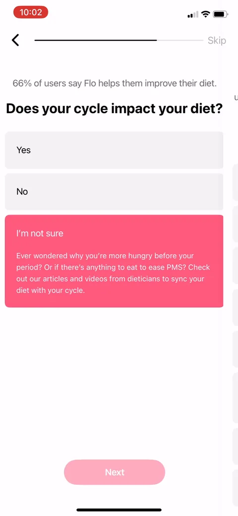 Flo onboarding screen 75