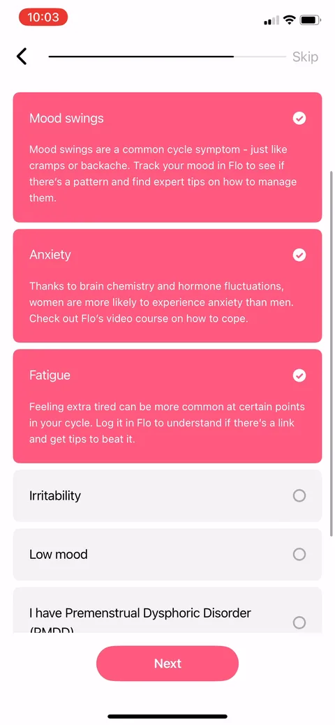 Flo onboarding screen 80
