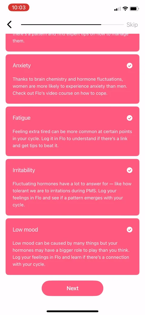 Flo onboarding screen 82