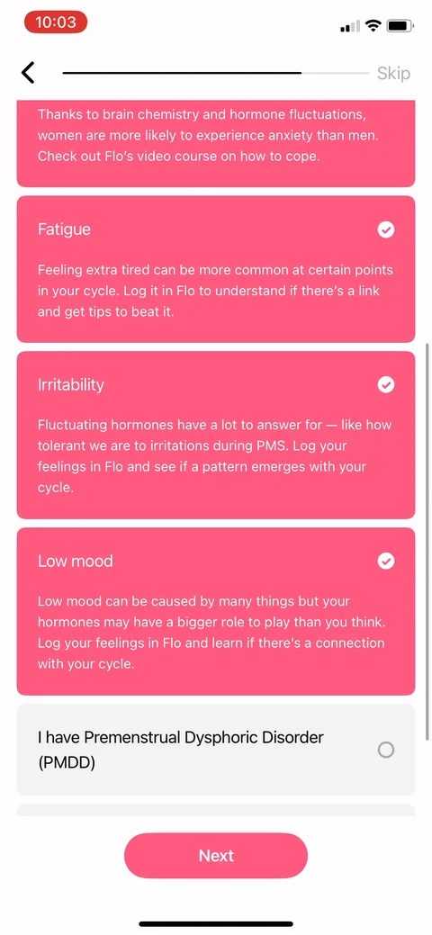 Flo onboarding screen 83