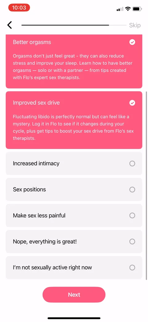 Flo onboarding screen 91