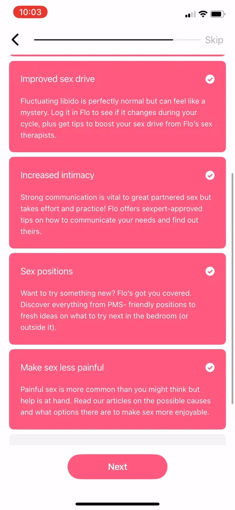 Flo onboarding screen 93
