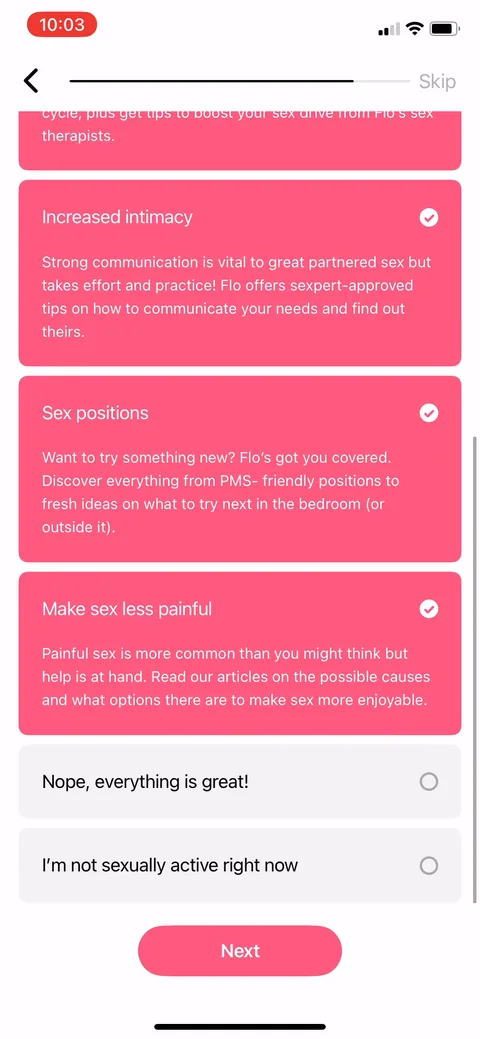 Flo onboarding screen 94