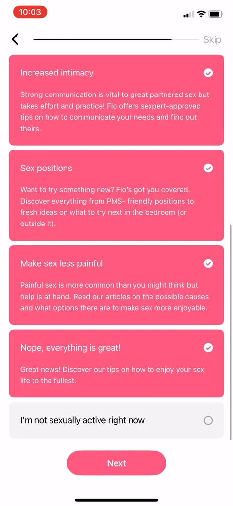 Flo onboarding screen 95