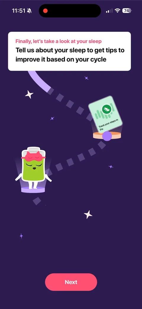 Flo App2Web onboarding screen 1: 