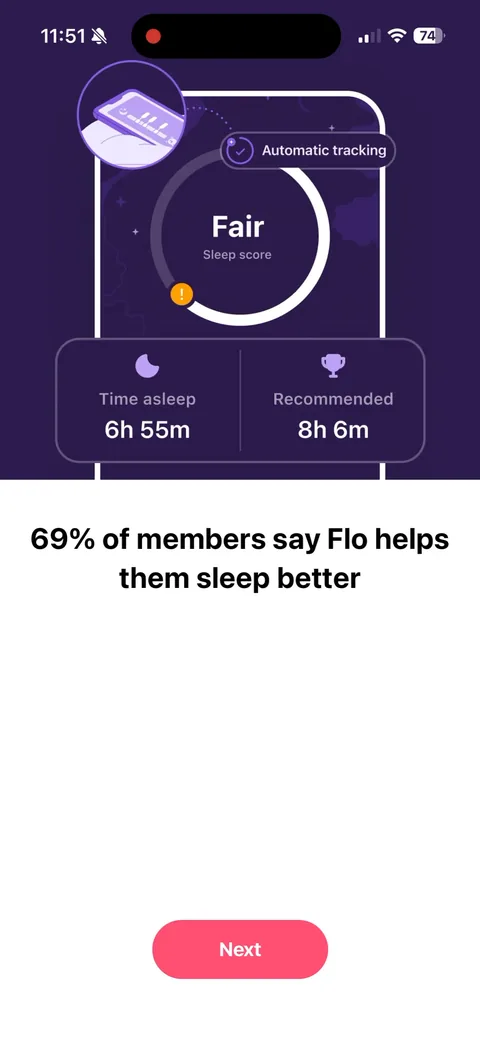 Flo App2Web onboarding screen 4: 