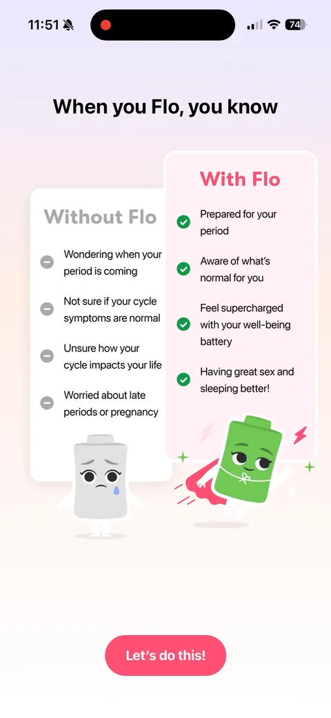 Flo App2Web onboarding screen 12: 