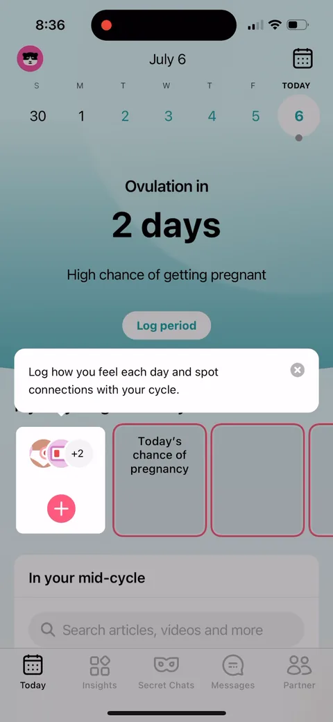 Flo onboarding screen 105