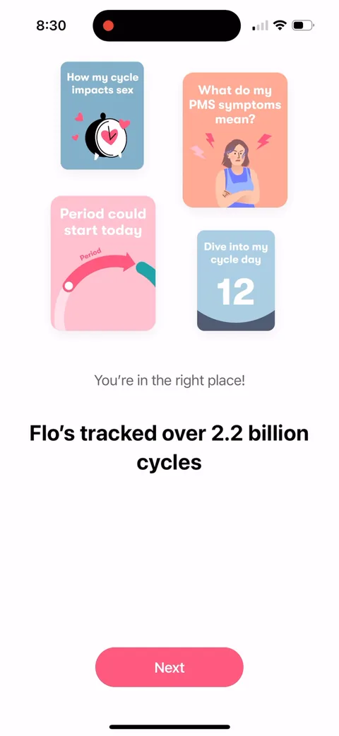 Flo onboarding screen 13: 