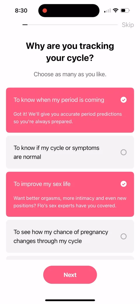 Flo onboarding screen 17