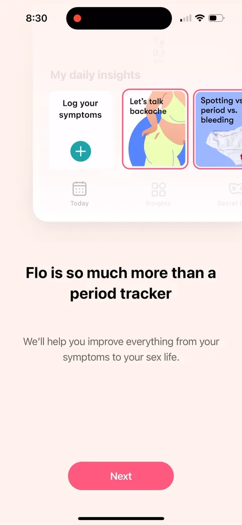Flo onboarding screen 21