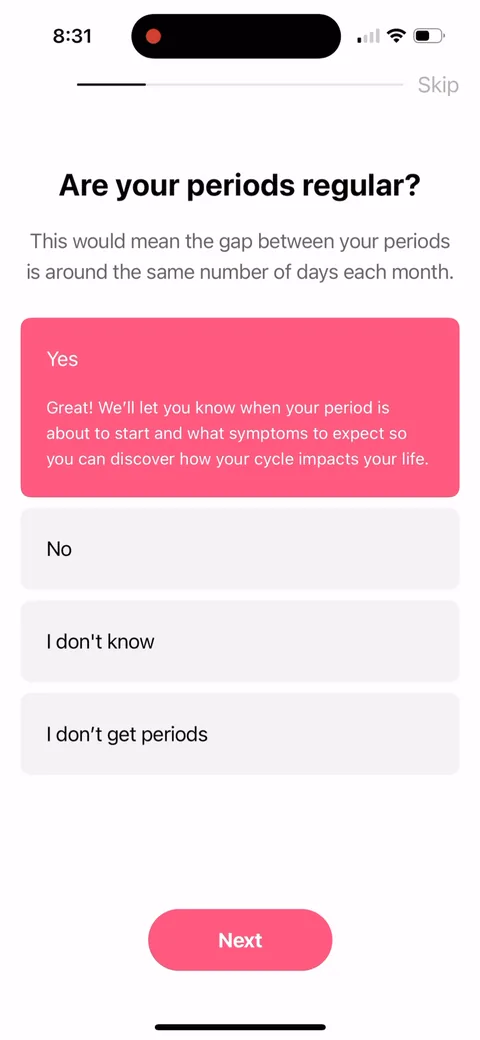 Flo onboarding screen 28