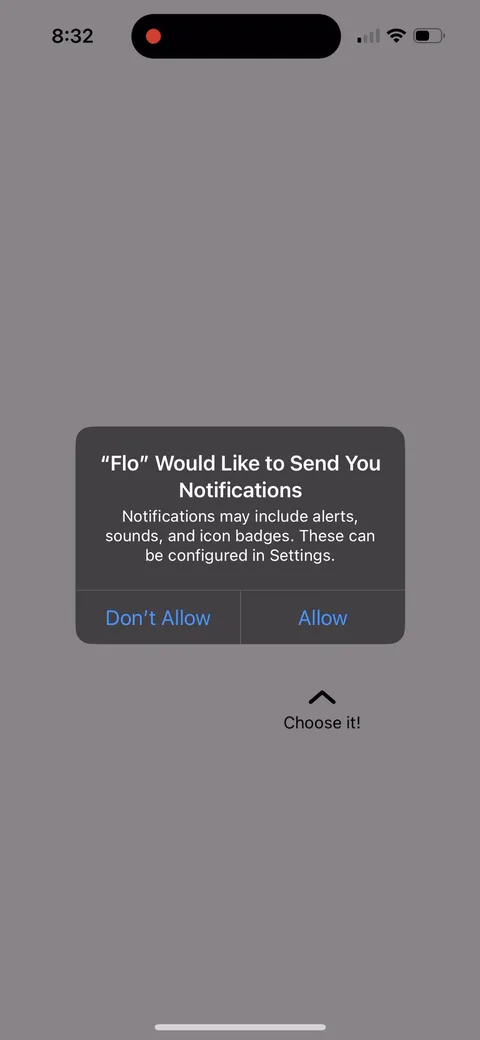 Flo onboarding screen 40: Notification permission framed by the payoff first: 