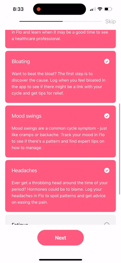Flo onboarding screen 54
