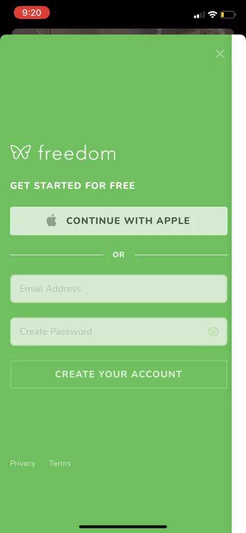 Freedom onboarding screen 4