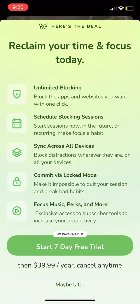 Freedom paywall with pricing, onboarding screen 9
