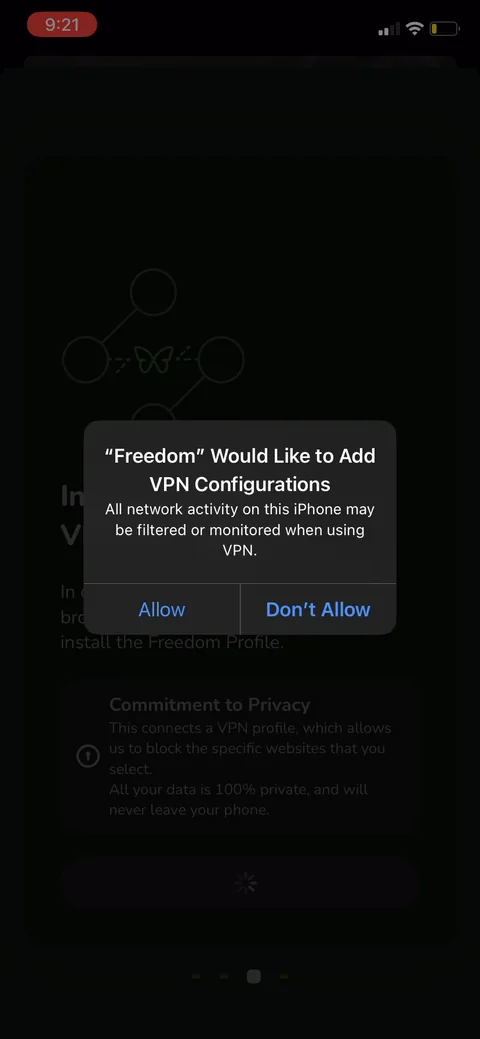 Freedom onboarding screen 13