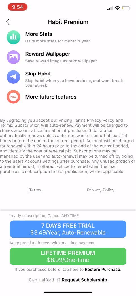 Habit Tracker paywall with pricing, onboarding screen 27