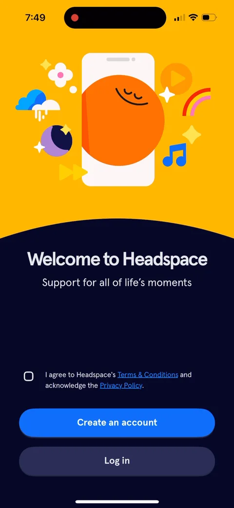 Headspace onboarding screen 6: 'Welcome to Headspace