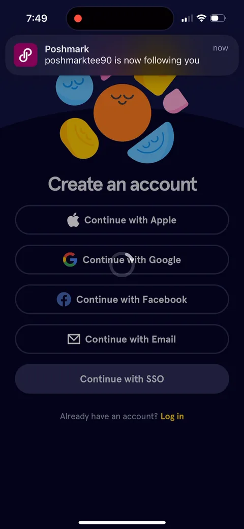 Headspace onboarding screen 7: Apple, Google, Facebook, email and SSO
