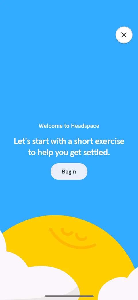 Headspace onboarding screen 25: 'Let's start with a short exercise to help you get settled.' Instead of dropping you on the home tab, they…