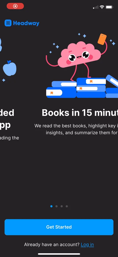 Headway onboarding screen 1: Opening promise is the whole pitch in one line: 