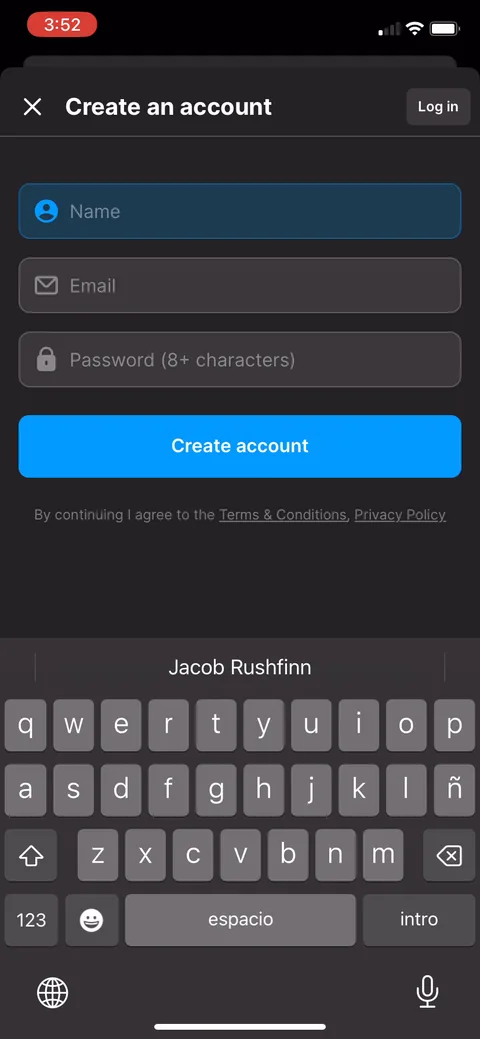 Headway onboarding screen 4: Account creation lands here, before any quiz or value