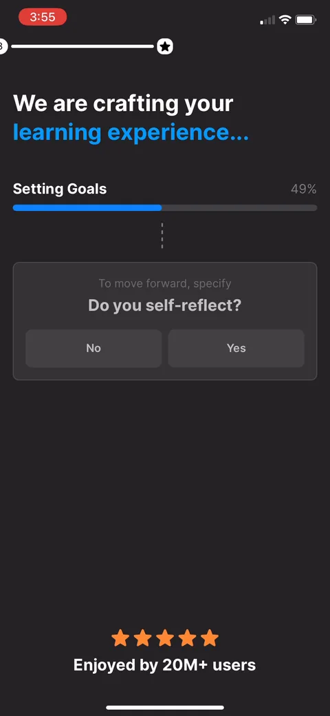 Headway onboarding screen 44: They slip yes/no questions (