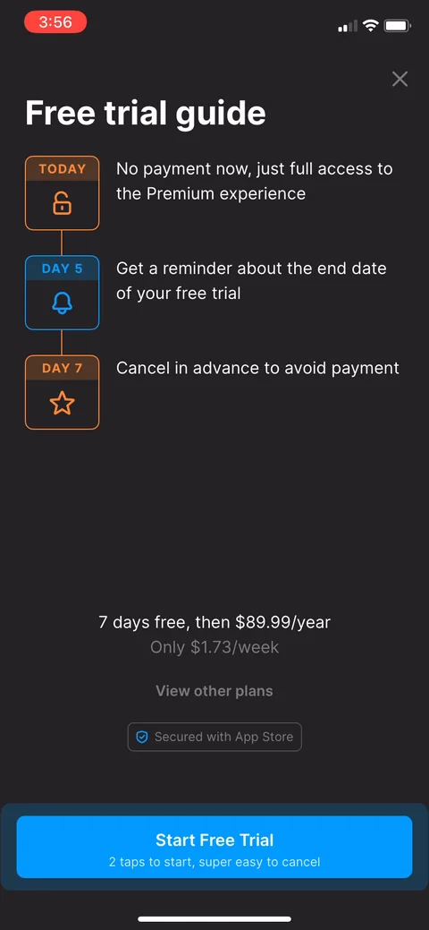 Headway onboarding screen 56: Paywall opens as a 