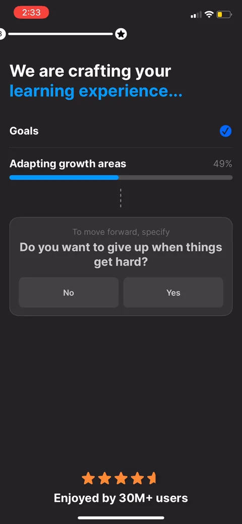 Headway onboarding screen 45