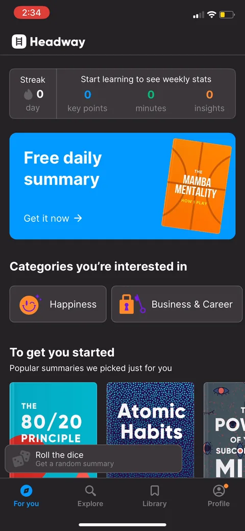 Headway onboarding screen 60