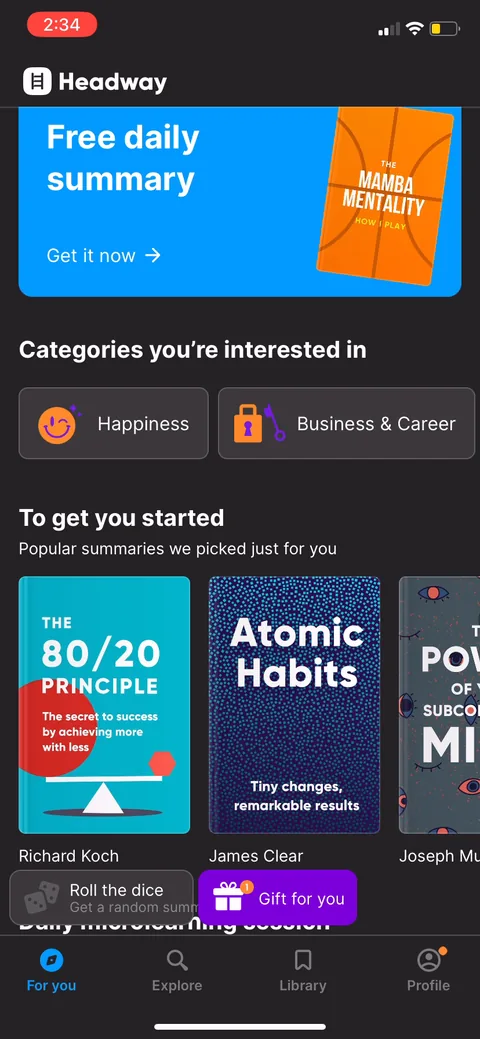 Headway onboarding screen 65