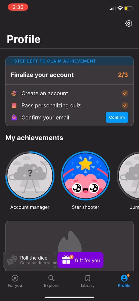 Headway onboarding screen 69