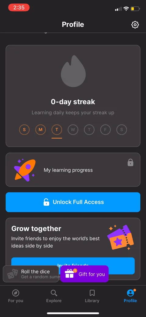 Headway onboarding screen 70: Invite friends to 'enjoy the world's best ideas side by side,' baked into the home screen