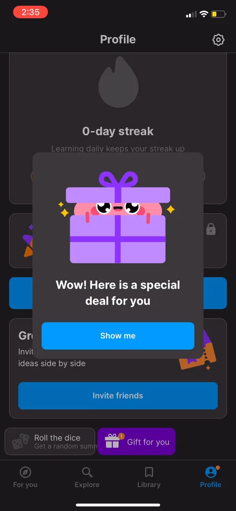 Headway onboarding screen 73